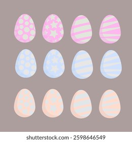 A set of Easter eggs with different designs