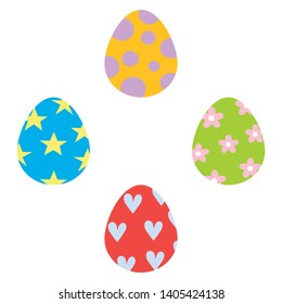Set of Easter eggs with different patterns. Happy easter day. Vector illustration. EPS 10.