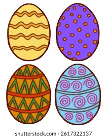 Set of easter eggs with different patterns