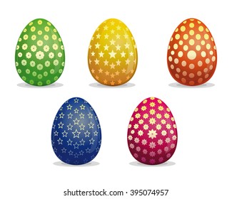 Set Easter eggs with different patterns. Easter eggs icon for Easter holidays design. Vector illustration isolated on white background