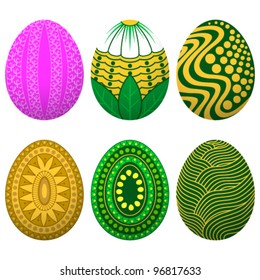 Set of easter eggs with different patterns