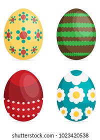 Set of Easter eggs with different texture on a white background