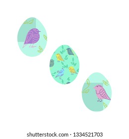 Set of Easter eggs with different texture. Spring holiday. Vector Illustration.