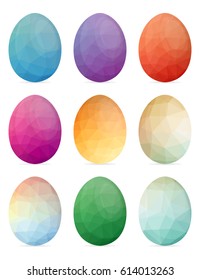 Set of Easter eggs with different texture on a white background