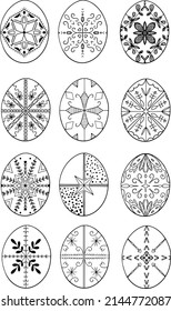 Set of Easter eggs, doodle style.