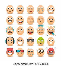 Set of Easter eggs emoticons.