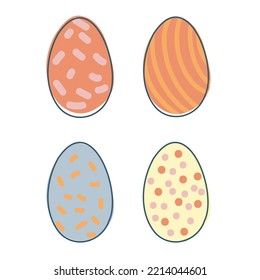 A set of Easter eggs. Festive sweets. Colored eggs in doodle style. Vector graphics isolated on white background.