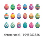 Set of easter eggs flat design on white background.