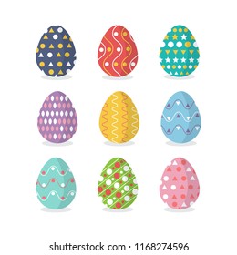 Set of easter eggs flat design vector illustration