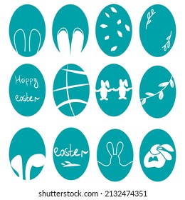 Set of easter eggs flat design on white background.