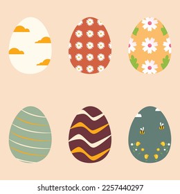 Set of Easter eggs flat design. vector of flat Easter elements collection.