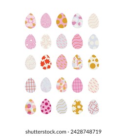 Set of easter eggs flat design on white background.