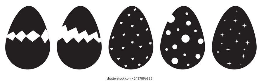 Set of easter eggs flat design on white background. Happy easter decorative elements.