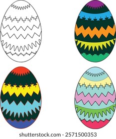 Set of easter eggs flat design on white background.