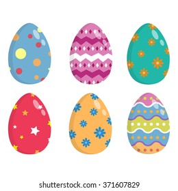 Set of Easter Eggs With Flat Design and Also Colorful