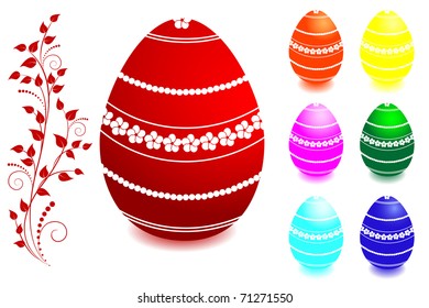 Set of Easter eggs with floral ornaments. vector.