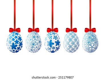 Set of Easter eggs with floral patterns