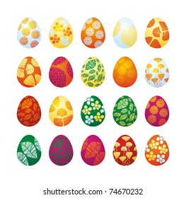 set of Easter eggs with floral patterns
