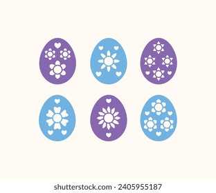 set of easter eggs flower pattern icon vector design illustrations element collections isolated