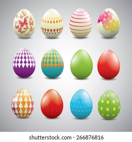 Set of Easter eggs with geometric patterns.