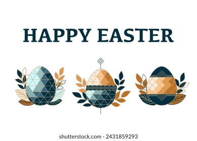 Set of easter eggs. Greetings and presents for Easter Day. 