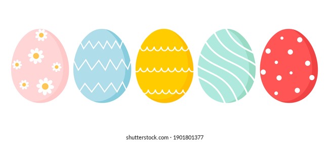 Set of Easter eggs icon isolated on white background vector illustration. Easter day elements.