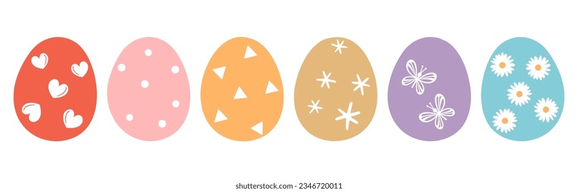 Set of Easter eggs icon sign isolated on white background vector illustration.