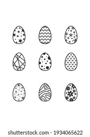 Set of easter eggs icons with different patterns
