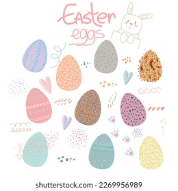 Set of easter eggs illustration. Easter eggs for Easter holidays, concept design.