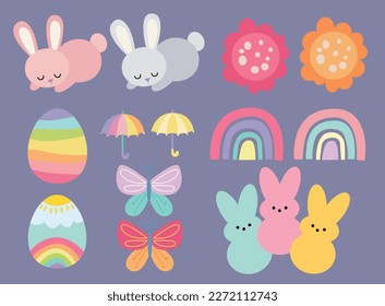 Set of easter eggs isolated background Vector design with different colors and patterns