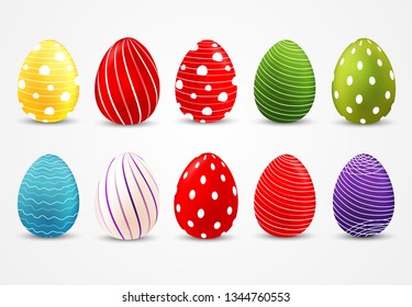 Set of easter eggs isolated on white background