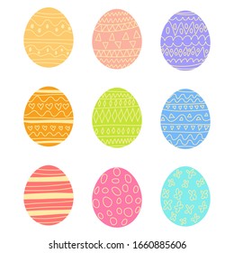 set of easter eggs isolated on white background