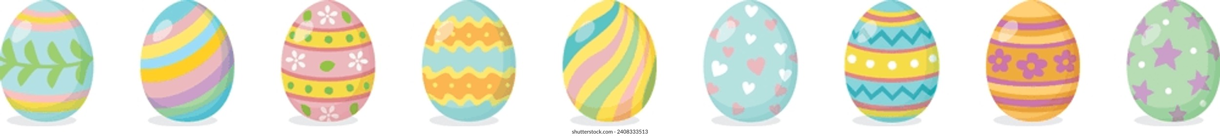 Set of Easter eggs isolated on a white background. Vector illustration.