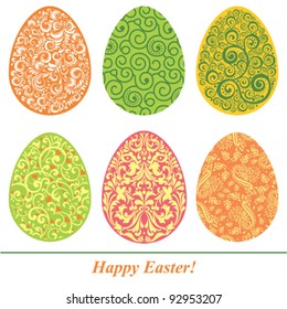Set of Easter eggs isolated on White background.  Happy easter!  Vector illustration