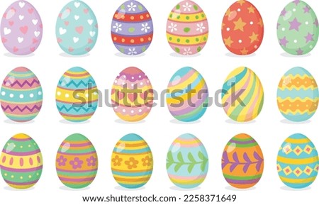 Set of Easter eggs isolated on white background. Vector illustration.