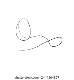 Set of Easter eggs in line art style with color spot isolated on white background. Stock vector illustration.