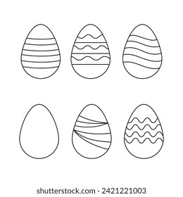 Set of Easter eggs in linear style.Vector illustration.