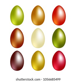 Set of Easter eggs on a white background.Spring holiday. Vector Illustration.Happy easter eggs