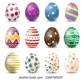 Set of Easter eggs on white background