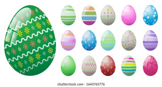 Set of easter eggs   on white background.
