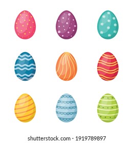 Set of Easter eggs on white background. Happy Easter, vector illustration
