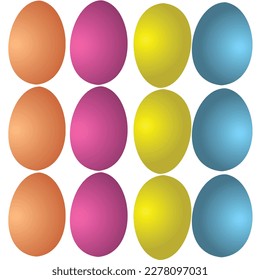 Satz Ostereier auf weißem Hintergrund. Vektorgrafik.