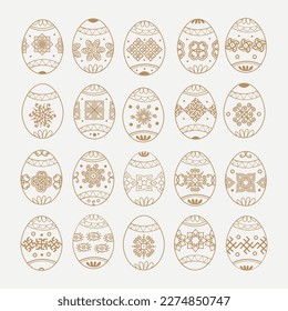 A set of Easter eggs with an original pattern