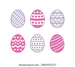set of easter eggs outline ornament decorative simple design vector icon illustration collections element template 