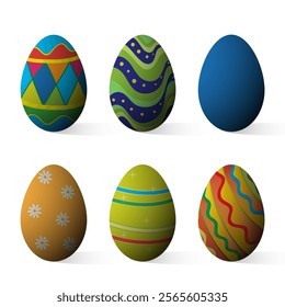 set of easter eggs over white background vector illustration. colorful design