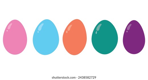 Juego de huevos de Pascua en color pastel. Vector aislado sobre fondo blanco, decoración. eps10