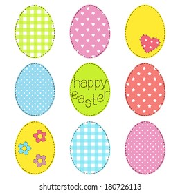 Set of Easter eggs in patchwork style