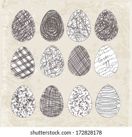Set of Easter eggs with patterns. Vector illustration 