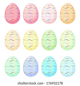Set of Easter eggs with rainbow pattern. Vector Illustration EPS10