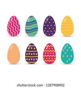 Set of easter eggs with shadow. Vector illustration.